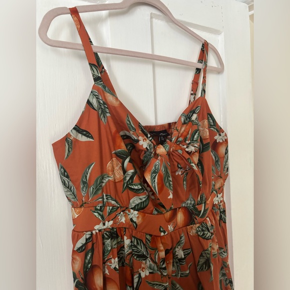Torrid Retro Chic Orange Fruit Print Tie-Front Skater Pinup Vintage Dress - Picture 7 of 10